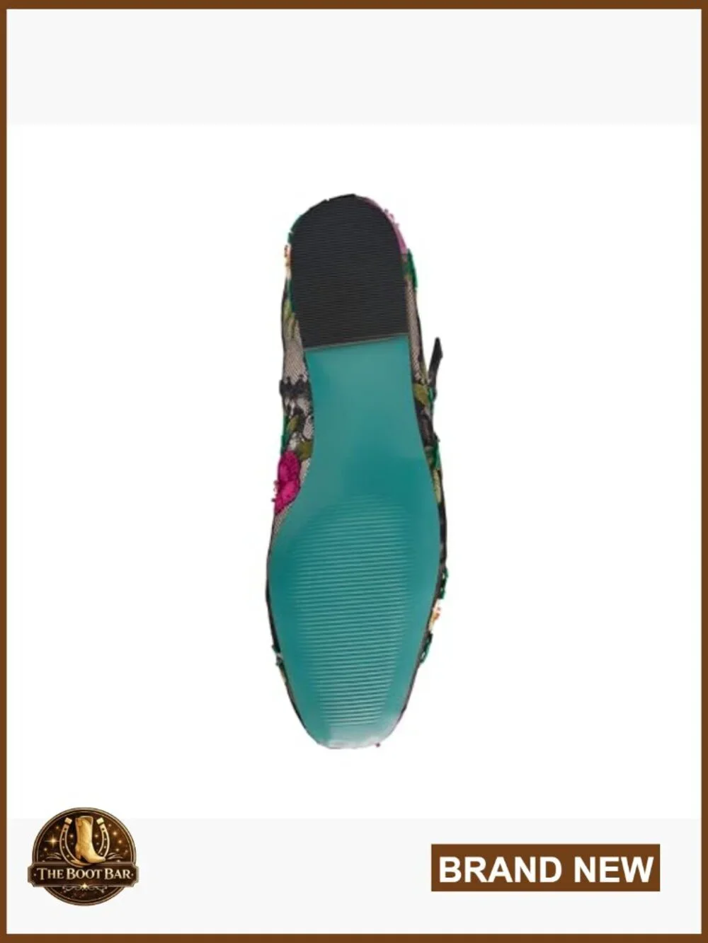Floral Embroidered Ballet Flat with Ankle Strap and Buckle Closure